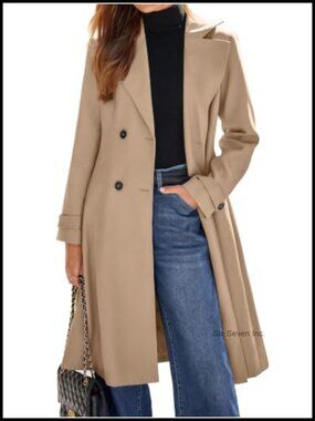 Womens Oversized Double Breasted Long Trench Coat Winter Business Work Coat